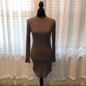 Long sleeve ribbed sweater dress